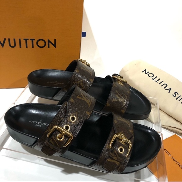 Authentic Louis Vuitton Monogram Bom Dia Sandal Slide On Mules Size 37 - Picture 1 of 17